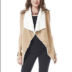 Oil finish faux fur leather suede vest